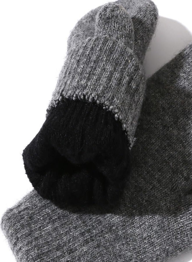 OVOY Mens Winter Warm Large Size Knit Mittens - Cold Weather Thick Lining Knit Gloves for Outdoor - Image 5